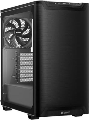 be quiet! Pure Base 501 Airflow Window Black Caja de PC, 2 Ventiladores Pure Wings 3 140mm PWM, USB 3.2 Gen. 2 Tipo C, instalación Vertical Opcional de la GPU, Panel Lateral de Cristal Templado