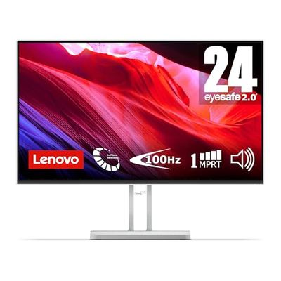 Lenovo L24i-4A 24 Inch PC Monitor | FHD, 1080p, 48-100Hz, IPS, 4ms, VGA and HDMI