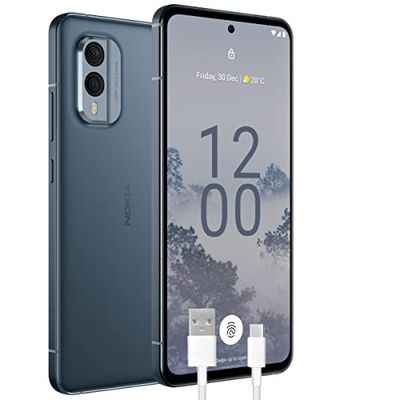 Nokia X30 Smartphone 5G 128GB, 6GB RAM, Dual Camera 50 Mp, Display AMOLED FHD+ da 6.43″, Android 12, Batteria da 4200 mAh, Dual Sim, Blue, Versione con Cavo USB Type-C Aggiuntivo