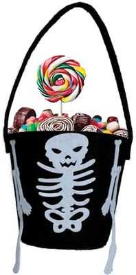FIESTAS GUIRCA Pompoenblokjes van zwart vilt, skelet (12 x 8 cm), accessoires voor truc of vergaderingen, Halloween-decoratie, ideaal voor feestjes en feesten, zwart en wit