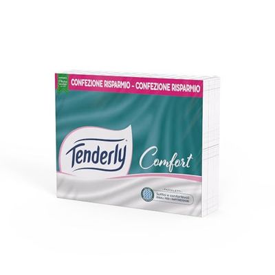 Fazzoletti Tenderly Comfort, 30 pacchetti da 9 fazzoletti a 4 Veli, Morbidi e Resistenti, Ideali per i Raffreddori, Dermatologicamente Testati, 100% Made in Italy