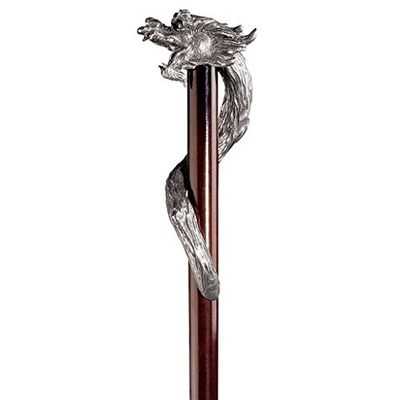Design Toscano De mensen van St. George, wandelstok uit tin