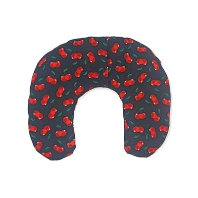 Cuscino termico cervicale con noccioli di ciliegia "Cherries - black" 36 x 32 cm - ripieno con 600gr di noccioli di ciliegie bio- per terapie del freddo e del caldo - con fodera lavabile in lavatrice