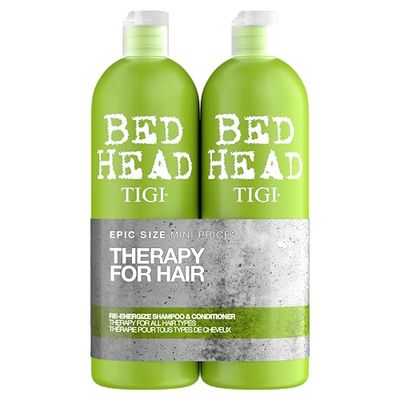 Bed Head by TIGI - Re-Energise Pack shampooing et après-shampooing énergisant - Soin capillaire professionnel pour un nettoyage en profondeur - Tous types de cheveux - 2x750 ml