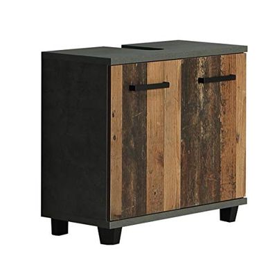 Forte Veris Mobile base con 2 ante, in legno, effetto cemento/Old Wood Vintage, 62 x 68,6 x 34,8 cm