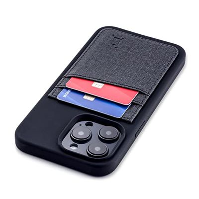 Dockem Kaarthoes voor iPhone 14 Pro Max met Vloeibare Siliconen Omhulsel, Ingebouwde Metalen Plaat voor Magnetische Montage en Opgestikte Portemonnee met 2 Creditcardsleuven (M2L, Zwart)