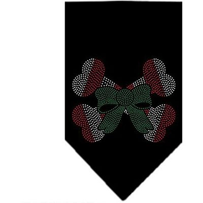 Mirage Candy Cane Crossbones Rhinestone Bandana, Large, Black