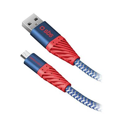 SBS Cavo rifrangente bicolore in fibra aramidica, resiste a 50.000 pieghe, per ricarica e trasferimento dati, connettori USB 2.0 e Micro USB, lunghezza 2 metri
