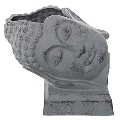 JARRÓN BUSTO BUDA CERÁMICA GRIS_32X25X27CM