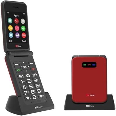TTfone TT760 Flip 4G Big Button Mobile Phone for the Elderly with Emergency Assistance button Unlocked Basic Mobile Phone (Red, with Dock Charger)