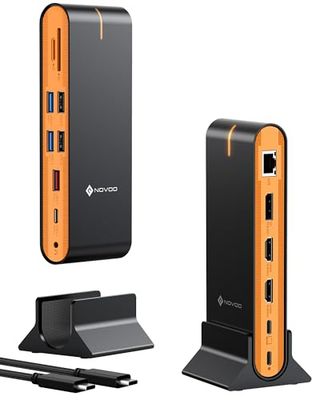NOVOO Docking Station USB C, 15 en 1 Hub USB C con 4K HDMI, VGA, Ethernet 1000Mbps