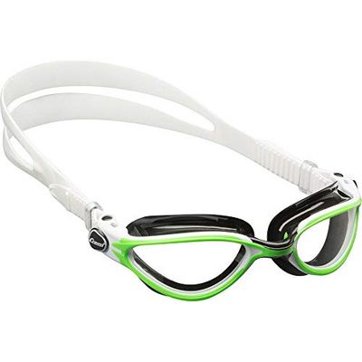 CRESSI Thunder Goggles White/Black/Lime - Lunettes de Natation Adultes Ideales pour la Piscine, le Triathlon, Anti Buée, 100% Anti UV, Lime - Lentille Claire, Taille Unique