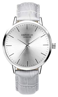 Orphelia Fashion Relógio de pulso para homem analógico Victorian com correia de couro, cinzento, Correia