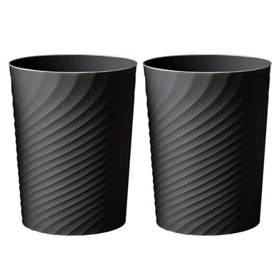 HOLTPHILI Lot de 2 petites poubelles de salle de bain, 6 litres, pour chambre à coucher, bureau, cuisine, noir