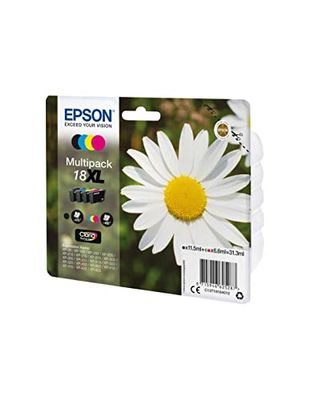 Epson Serie 18XL Margherita - Cartucce originali Claria Home per Stampante Inkjet, Multipack 4 Colori Formato XL, Stampe Casa/Ufficio fino 450 pagine a colori/470 black, Confezione Retail