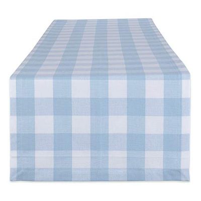 DII Buffalo Check Collection Chemin de Table Classique Bleu Clair et Blanc 35 x 183 cm