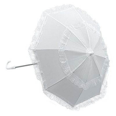 Witte parasol met lang handvat - (1 stuk) - perfecte accessoire voor film en tv, historisch, wereldboekendag, buitenevenementen en meer