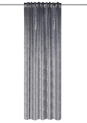 HOME WOHNIDEEN Tenda pronta Suela Thermosuede con stampa a pellicola, 245 x 135 cm, protezione contro correnti d'aria, colore: grigio, dimensioni: 245 x 135 cm, numero: 1 x