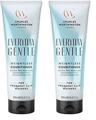 Charles Worthington Everyday Gentle Weightless Conditioner, Nourish and Protect, Salon Conditioner for Everyday Use, 250 ml (Pack of 2)