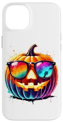 Splash Art Pumpkin Halloween Jack-o'-Lantern Sunglasses Case for iPhone 14 Plus
