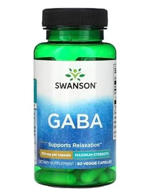 Swanson GABA 750mg Puissance Maximale - 60 Vcaps | Complément Naturel pour Réduction de l'Anxiété et Amélioration du Sommeil