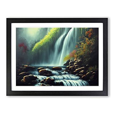 Fearless Waterfall H1022 Framed Print for Living Room Bedroom Home Office Décor, Wall Art Picture Ready to Hang, Black A2 Frame (64 x 46 cm)