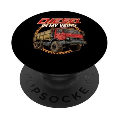 Diesel In My Veins Big Rig Truck Driver Trucker PopSockets Swappable PopGrip