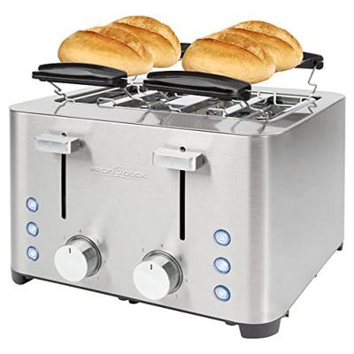 Profi Cook PC-TA 1252 Toaster con Brötchenaufsatz acero fino
