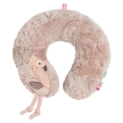 Fehn nackstöd flamingo – nackkudde med djurapplikation – ergonomisk form av nackhörnet stödjer, lindrar och ger ett säkert grepp i bilen, barnstolen eller barnvagnen