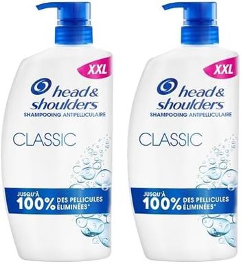 Head & Shoulders Classic Shampoing Antipelliculaire Avec Pompe 1000ml. Usage Quotidien. Jusqu'à 100% des Pellicules Éliminées, Cliniquement Prouvé. (Lot de 2)