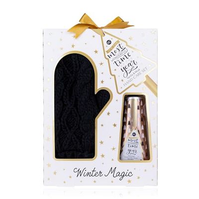 Accentra Kit de soin des mains Winter Magic dans une boîte cadeau avec crème pour les mains et les ongles 60 ml, gants (taille unique), parfum vanille et musc Blanc/doré