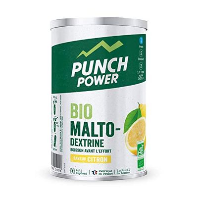 PUNCH POWER - BioMaltoDextrine - Citron - Pot 500 g - Biomaltodextrine - Boisson avant l'effort - Recharge Glucidique - Antioxydant - Bio - Sans Gluten - Marque Française
