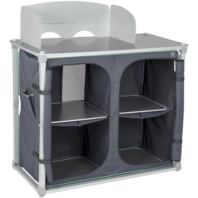 Bo-Camp Quick-up Solid – składana szafka kuchenna, 4 półki + górna półka + ochrona przed wiatrem
