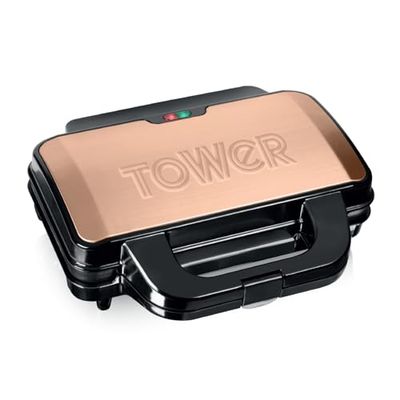 Tower T27013RG Sandwich Maker, Steel, Plastic, 900 W, Rose Gold