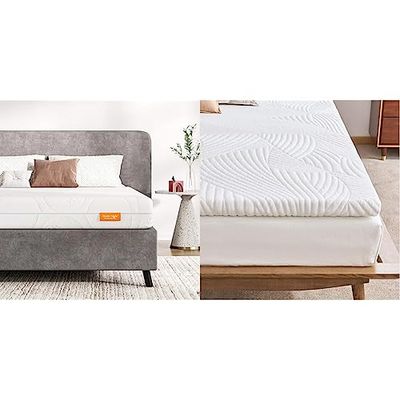 Sweetnight Matelas 180x200 Réversible Mémoire de Forme en Gel, Matelas Mousse 180x200, Épaisseur 18 cm, Classique & Surmatelas 180x200 cm Épaisseur 5cm, Matelas 2 Personnes 180x200