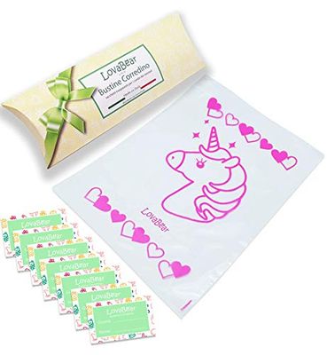 SweetBaby 7 Sachets Corredino Bébé - Sachets Hôpital Naissance Fermeture avec Curseur Hermétique GripLock, Transparents Porte Premier Changement de Vêtements Sac Part, Fille (Licorne ) (7 Sachets