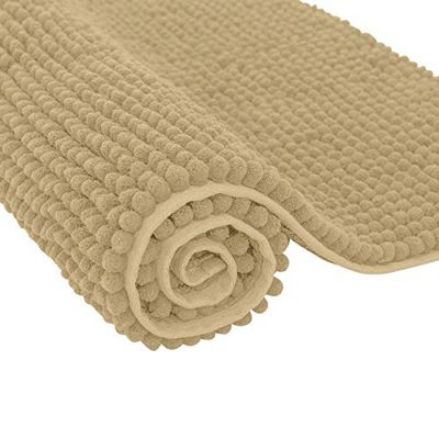 SU SUBRTEX Tappetino Morbido e Corto in Peluche per Il Bagno, Ciniglia, Beige, 40×60cm