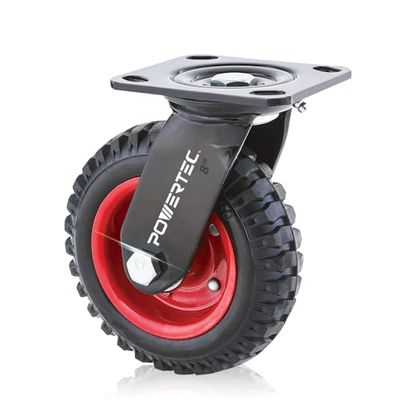 POWERTEC Roulette industrielle pivotante robuste 17051, 20,3 cm, noir, 20,3 cm