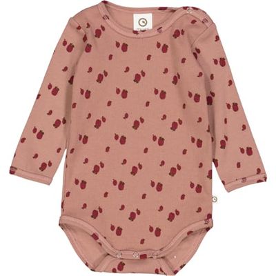 Müsli by Green Cotton Baby Girl Apple L/S Body Base Layer, Daydream/Cabernet/Bark, 56