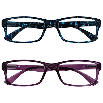 OPULIZE The Reading Glasses Company Blue Tortoiseshell & Purple Readers Value 2 Pack Mens Womens UVR2092BL_P +3.00