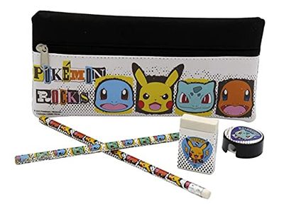 Pokémon - Schrijfwarenset met etui, schoolspullen, etui, potlood, gum, puntenslijper, veelkleurig, officieel product (CyP-merken)