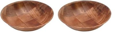 Genware Round Woven Wooden Bowl 15cm, Single (Pack of 2)