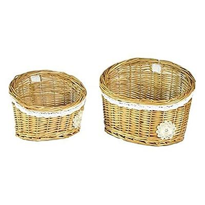 Vacchetti Cesta pensile Vimini Set 2 Pezzi Lorraine con Pizzo e Fiore Bianco, Medio