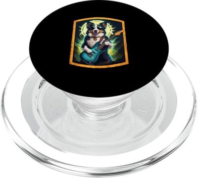 Border Collie con guitarra para músicos y fanáticos de la PopSockets PopGrip para MagSafe