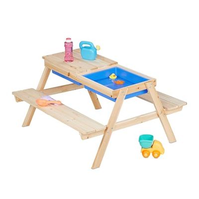 Relaxdays Table de Pique-Nique, pour Votre Enfant, Cuisine extérieure, H x L x P : 50 x 89 x 86 cm, Jardin, Nature