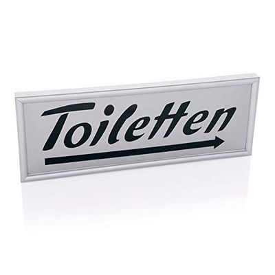 WAS 4300 003 Panneau de signalisation en plastique/aluminium avec inscription « Toiletten Rechtspflflèche » Longueur 29 cm Largeur 10 cm