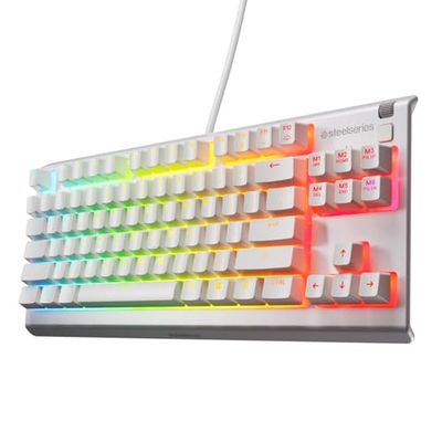 SteelSeries Apex 3 TKL White RGB Gaming Keyboard - Tenkeyless Compact Form Factor - 8-Zone RGB Illumination - Water and Dust Resistant - Whisper-Quiet Gaming Switch - US Layout (QWERTY)