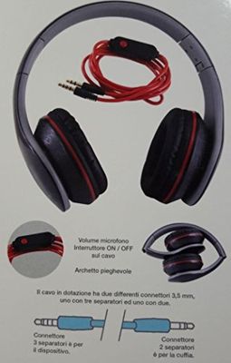 Xtreme 33663 Seattle Audio & Talk Foldable Headphone, 3.5 mm Jack Connector, Cable 1.2 mt, Diameter 40 mm