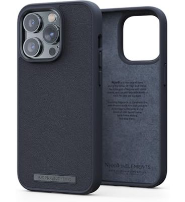 Njord Collections iPhone 14 Pro Max hoesje - Telefoonhoesje van Hoogwaardig Leer - Gereycled / Duurzaam materiaal - 2 Meter valbescherming - Geschikt voor Magsafe / Draadloos laden - Zwart