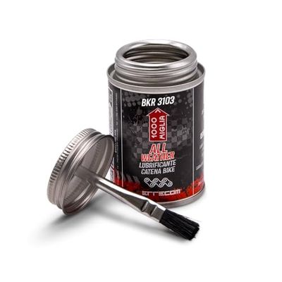 1001 Miglia BKR 3103 Lubrifiant pour Chaîne Vélo All Weather - 120 ml, pour Toutes les Saisons et Conditions Météorologiques, Pot All-In-One avec Pinceau Inclus
